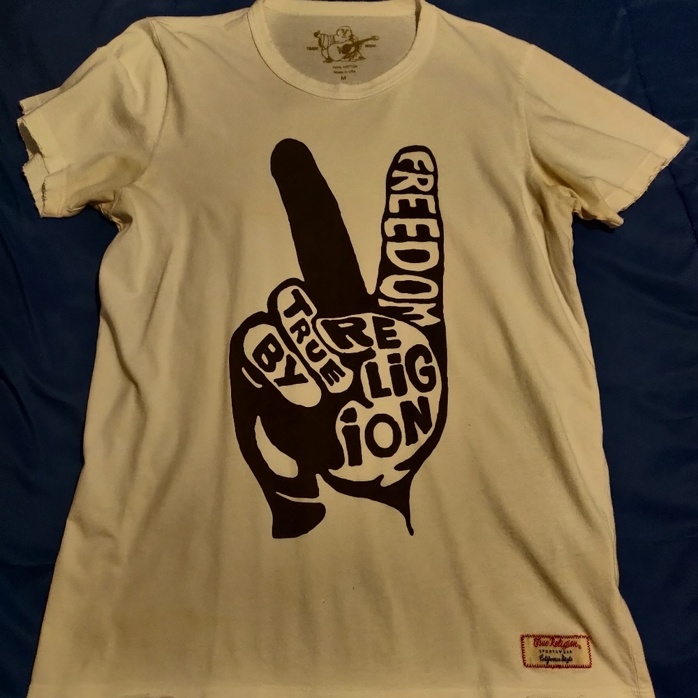 Men's True Religion Freedom Peace Distressed Tee